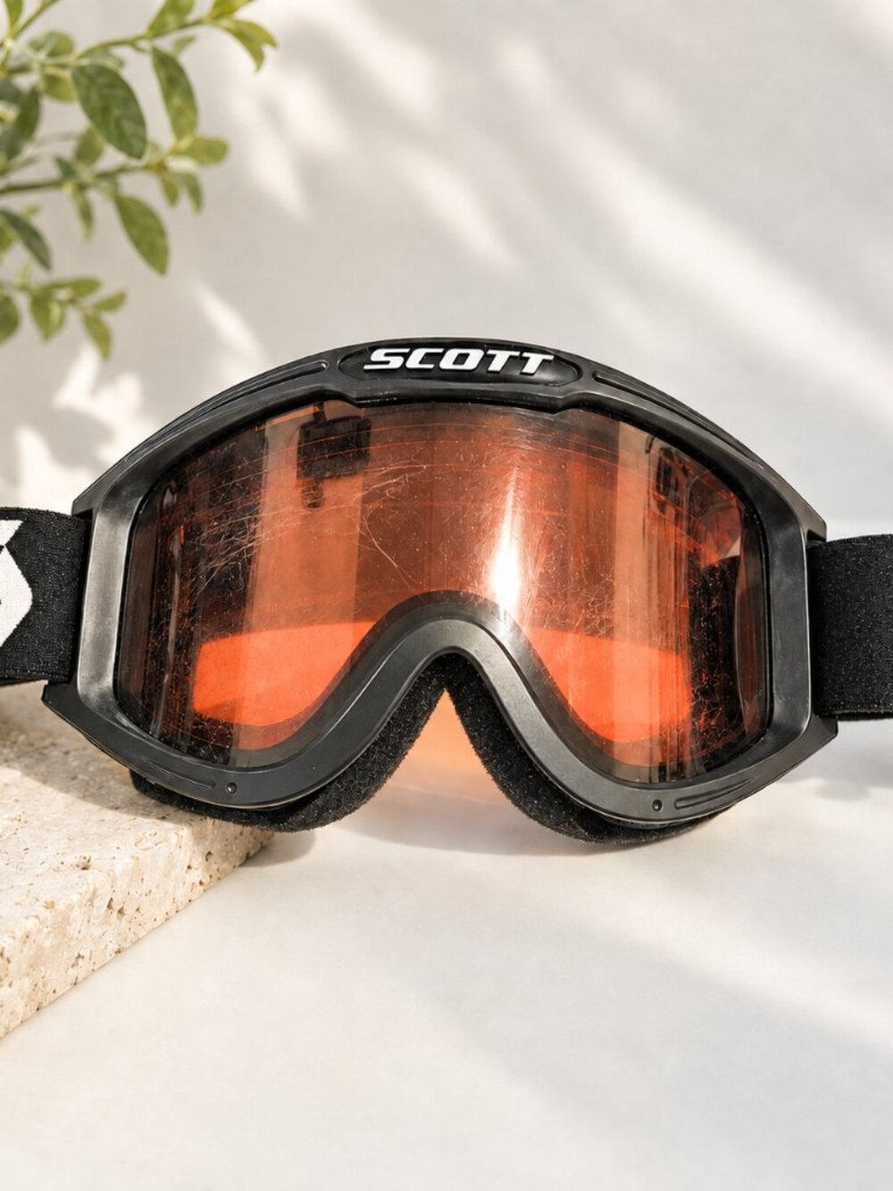Scott Ski Snowboard Goggles Black Frame Orange Tinted Lens Adjustable Strap